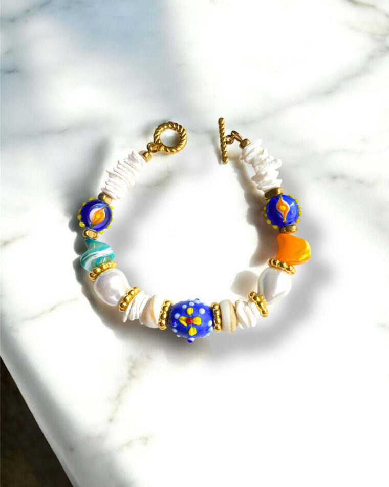 Zoe White and Blue Bracelet