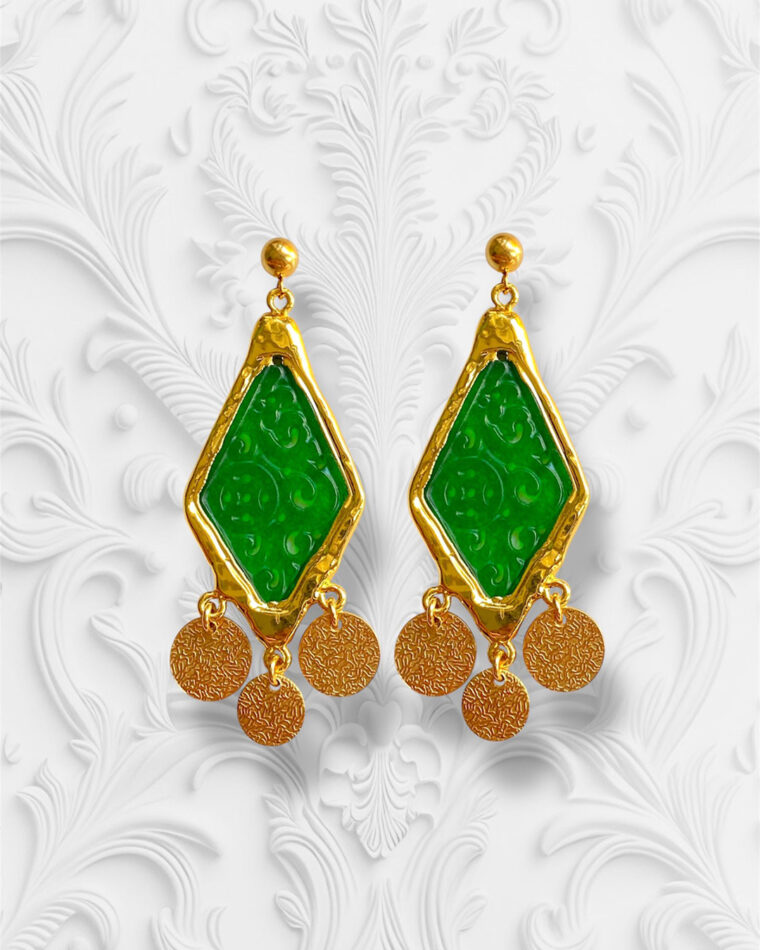 Eliza Carved Jade Earrings