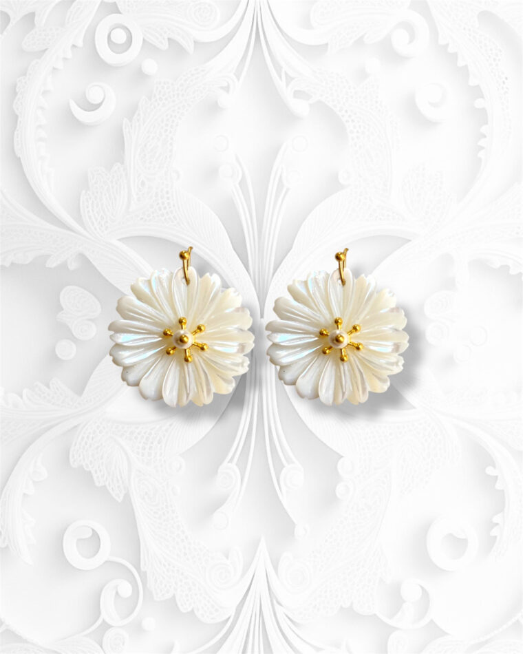Lillies White Dangle Earrings