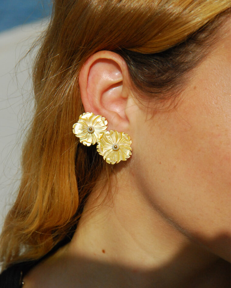 Lillies Mini Yellow Flower Earrings