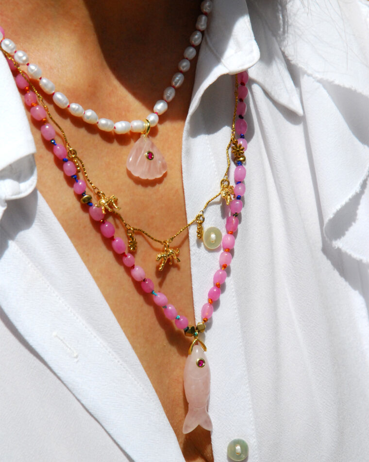 Sardine Pink Quartz Necklace