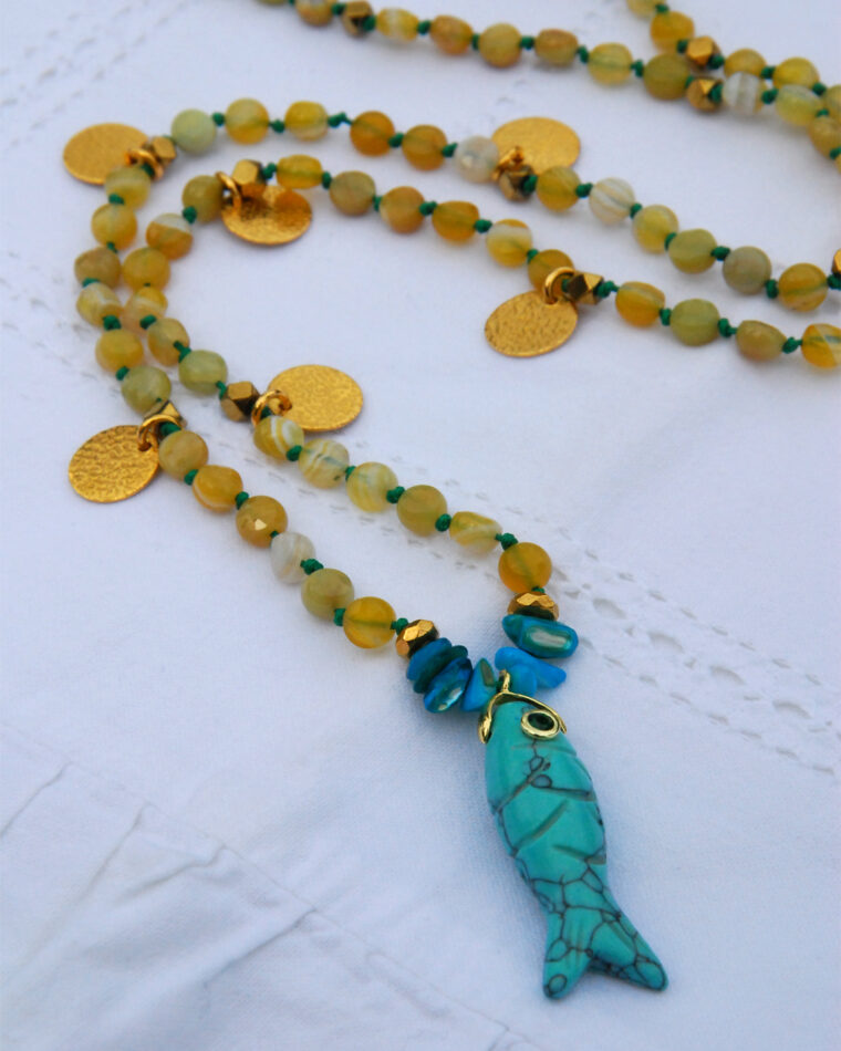 Sardine Turquoise Rosario Necklace